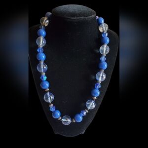Vtg. Faceted Beads Blue Necklace